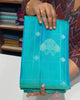 Aqua Blue Soft Silk Zari Weaving Saree with Rich Pallu