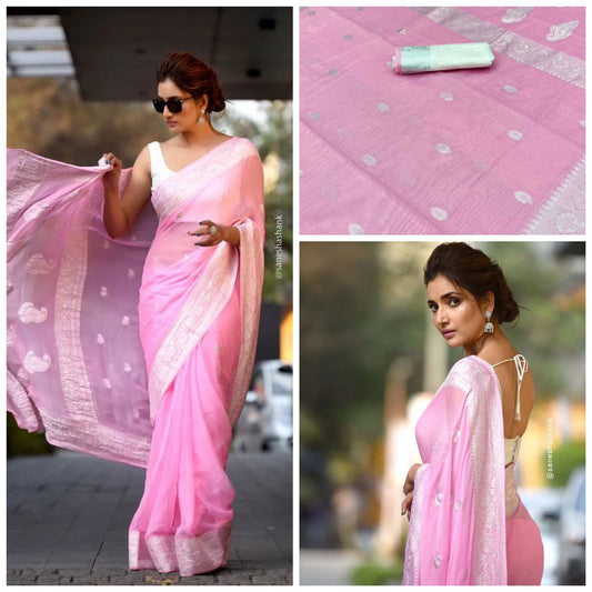 Lilan Soft Cotton Slab Weaving Saree with Rich Blouse