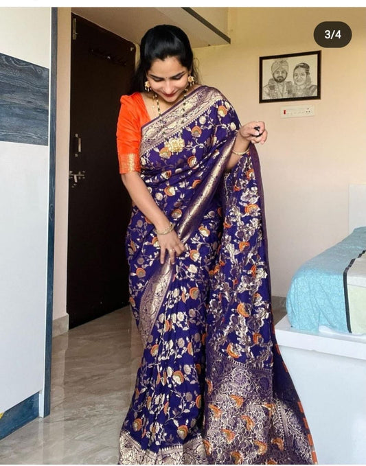 Pure Soft Khadi Georgette Silk Saree with Zari & Meenakari Work – LC-59