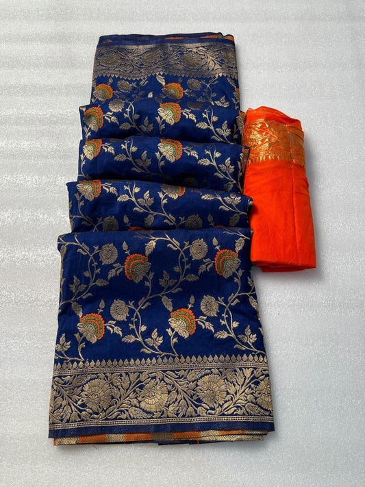 Pure Soft Khadi Georgette Silk Saree with Zari & Meenakari Work – LC-59