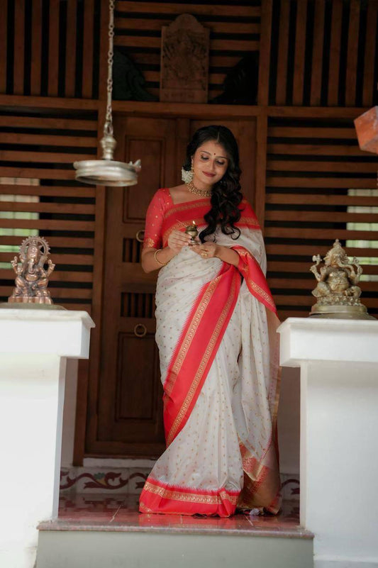 Elegant Comfort Organic Banarasi Lichi Silk Wedding Saree