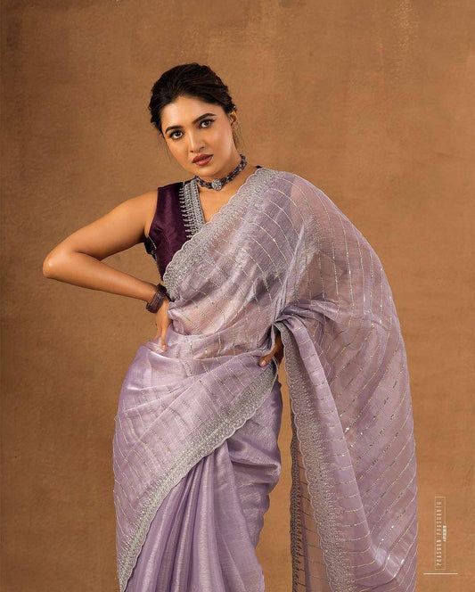 Zari embroidery work Saree