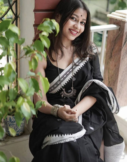 Premium Lilan Slab Soft Cotton Saree with Rich Weaving Blouse
