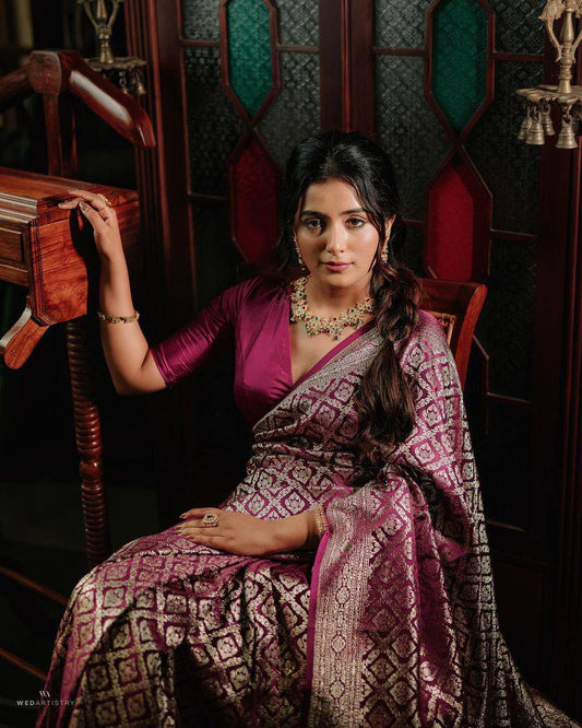 Rich Comfort Organic Banarasi Lichi Silk Wedding Saree