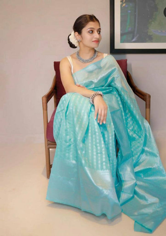 Refined-Finish Saree Designed in Organic Banarasi Lichi Silk