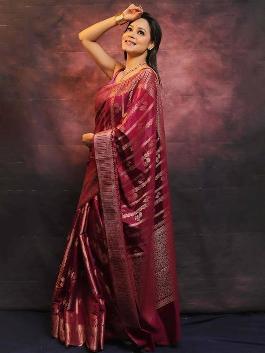 Comfort Elegance Organic Banarasi Lichi Silk Wedding Saree