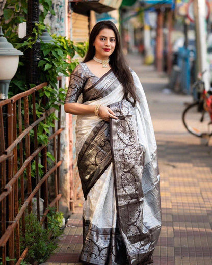 Rich Drape Organic Banarasi Lichi Silk Wedding Saree