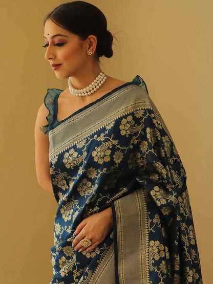 Organic Banarasi Lichi Silk Wedding Saree