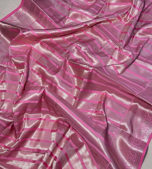 Celebrity Inspired Banarasi Silver Tissue Zari Silk Saree