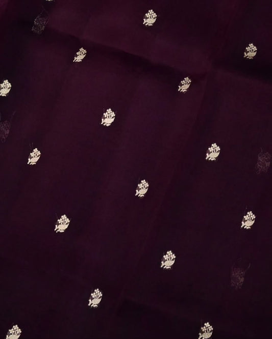 Midnight Bloom Silk Saree